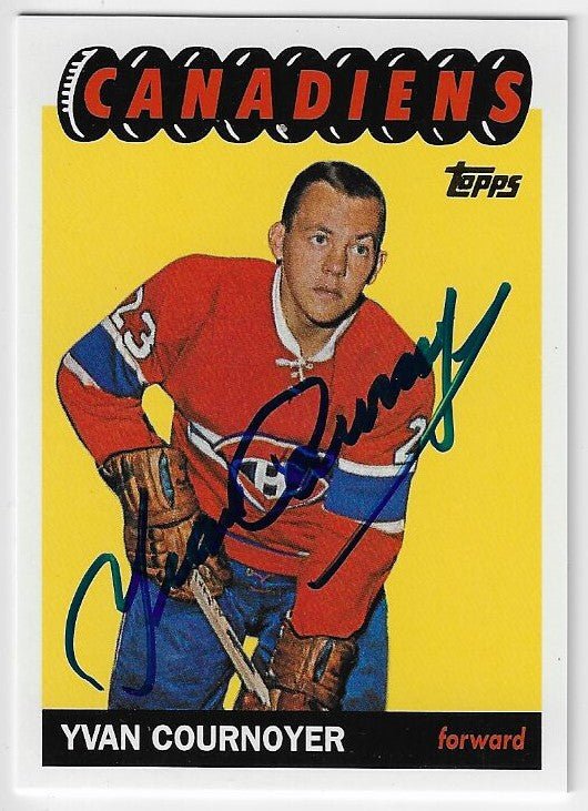 Yvan Cournoyer Signed 2001-02 Topps Rookie Reprints Hockey Card - Montreal Canadiens