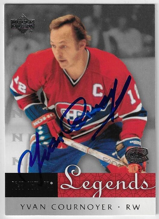 Yvan Cournoyer Signed 2001-02 Upper Deck Legends Hockey Card - Montreal Canadiens