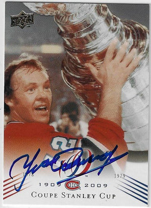 Yvan Cournoyer Signed 2008-09 Upper Deck Centennial Hockey Card - Montreal Canadiens #198