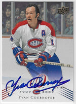 Yvan Cournoyer Signed 2008-09 Upper Deck Centennial Hockey Card - Montreal Canadiens #6