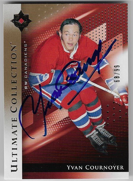Yvan Cournoyer Signed 2024-25 Ultimate Collection Base Gold Hockey Card - Montreal Canadiens /99