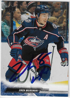 Zach Werenski Signed 2022-23 Upper Deck Hockey Card - Columbus Blue Jackets