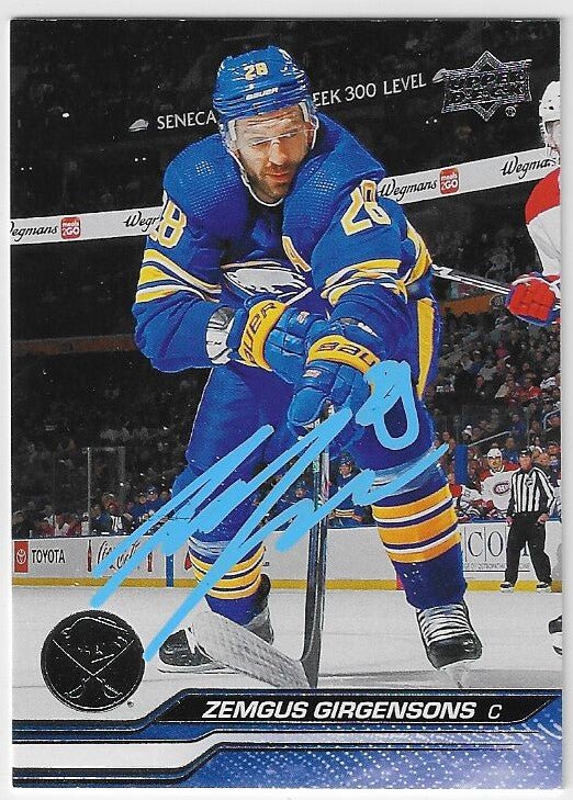 Zemgus Girgensons Signed 2023-24 Upper Deck Hockey Card - Buffalo Sabres