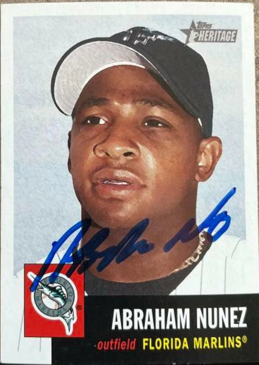 Abraham Nunez Signed 2002 Topps Heritage Baseball Card - Florida Marlins