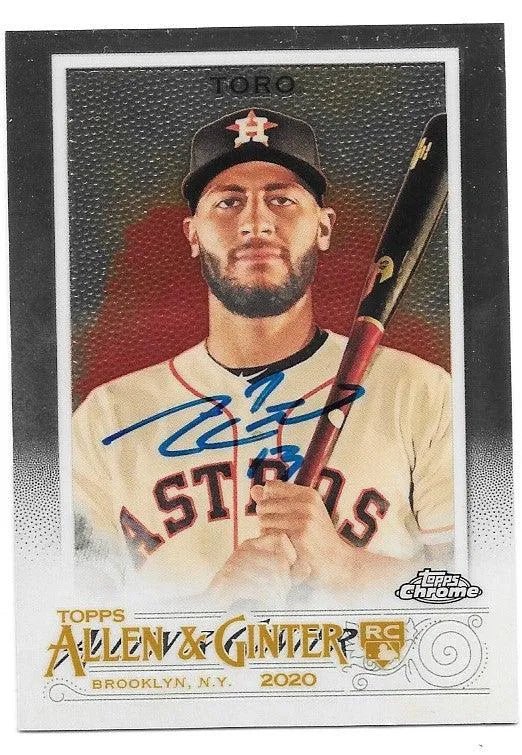 Abraham Toro Signed 2020 Allen & Ginter Chrome Baseball Card - Houston Astros