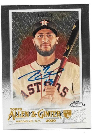 Abraham Toro Signed 2020 Allen & Ginter Chrome Baseball Card - Houston Astros