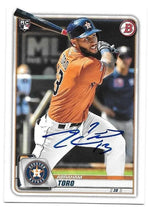 Abraham Toro Signed 2020 Bowman Baseball Card - Houston Astros