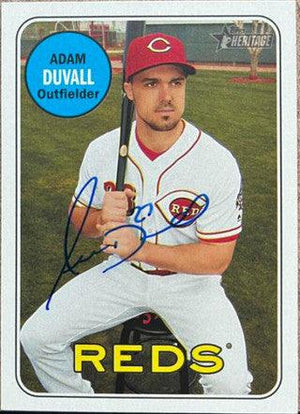 Adam Duvall Signed 2018 Topps Heritage Baseball Card - Cincinnati Reds - PastPros