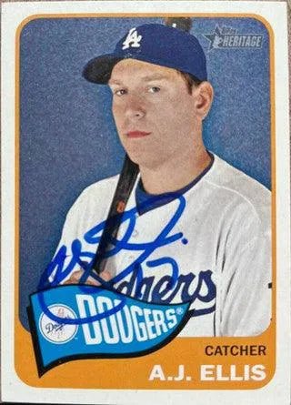 AJ Ellis Signed 2014 Topps Heritage Baseball Card - Los Angeles Dodgers
