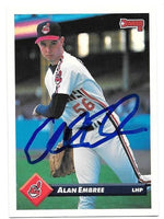 Alan Embree Signed 1993 Donruss Baseball Card - Cleveland Indians