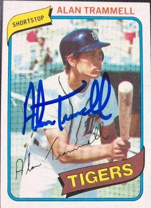 Alan Trammell Signed 1980 Topps Baseball Card - Detroit Tigers