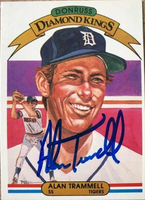 Alan Trammell Signed 1982 Donruss Diamond Kings Baseball Card - Detroit Tigers