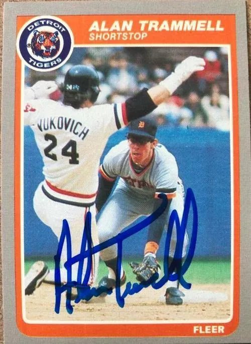 Alan Trammell Signed 1985 Fleer Baseball Card - Detroit Tigers