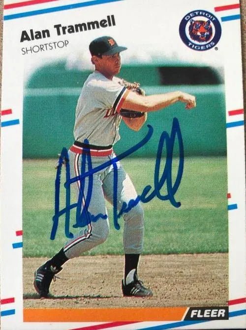 Alan Trammell Signed 1988 Fleer Baseball Card - Detroit Tigers