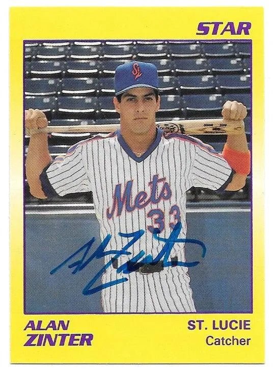 Alan Zinter Signed 1990 Star Baseball Card - St Lucie Mets