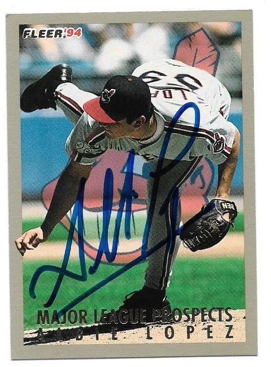 Albie Lopez Signed 1994 Fleer Baseball Card - Cleveland Indians