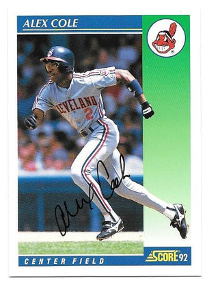 Alex Cole Signed 1992 Score Baseball Card - Cleveland Indians - PastPros