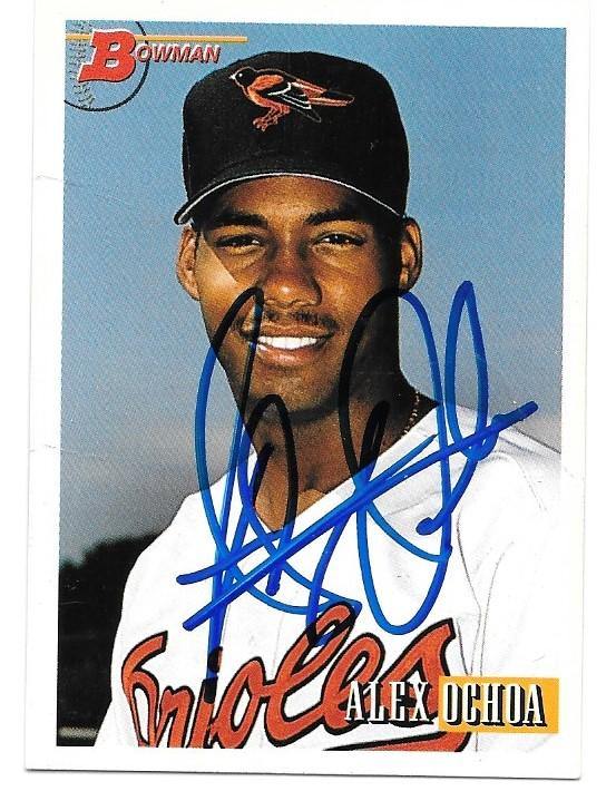 Alex Ochoa Signed 1993 Bowman Baseball Card - Baltimore Orioles - PastPros
