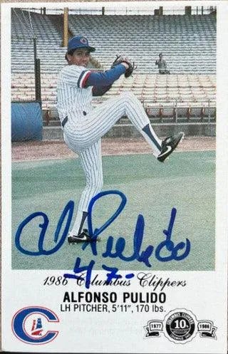 Alfonso (Al) Pulido Signed 1986 Columbus Police Baseball Card - Columbus Clippers