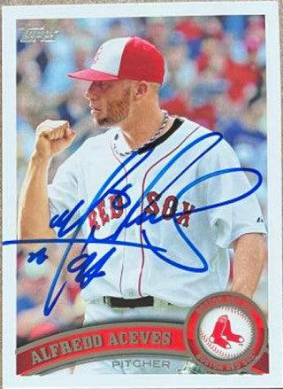 Alfredo Aceves Signed 2011 Topps Update Baseball Card - Boston Red Sox - PastPros