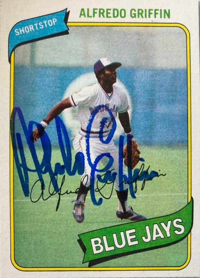 Alfredo Griffin Signed 1980 Topps Baseball Card - Toronto Blue Jays - PastPros