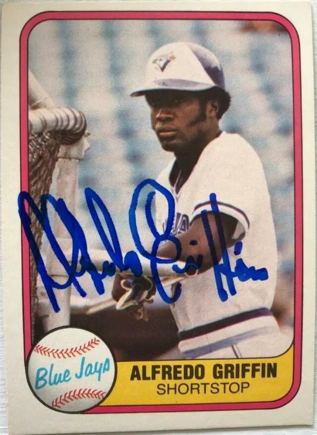 Alfredo Griffin Signed 1981 Fleer Baseball Card - Toronto Blue Jays