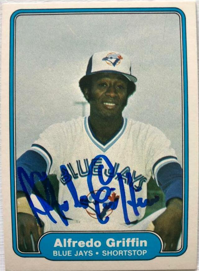 Alfredo Griffin Signed 1982 Fleer Baseball Card - Toronto Blue Jays - PastPros