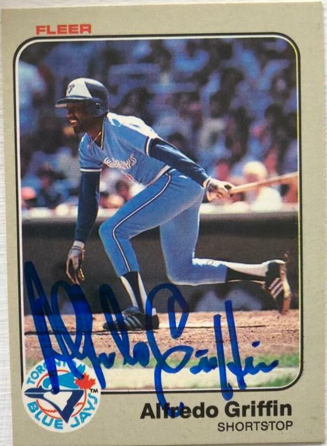 Alfredo Griffin Signed 1983 Fleer Baseball Card - Toronto Blue Jays - PastPros