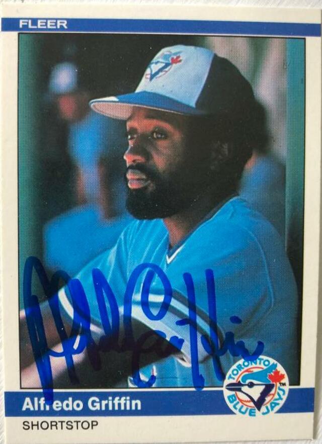 Alfredo Griffin Signed 1984 Fleer Baseball Card - Toronto Blue Jays - PastPros