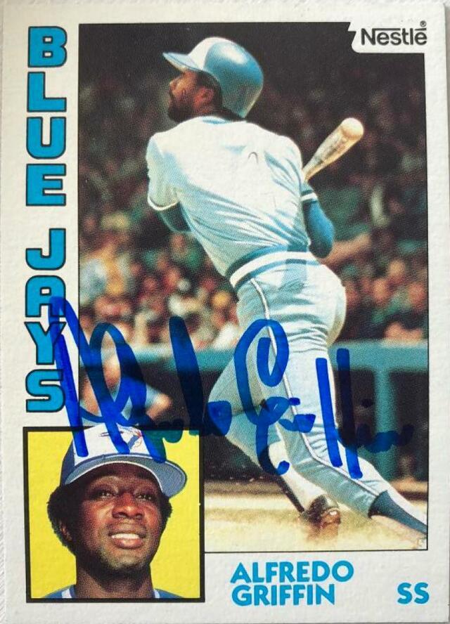 Alfredo Griffin Signed 1984 Nestle Baseball Card - Toronto Blue Jays - PastPros