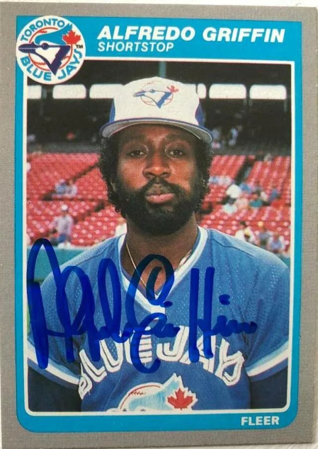 Alfredo Griffin Signed 1985 Fleer Baseball Card - Toronto Blue Jays