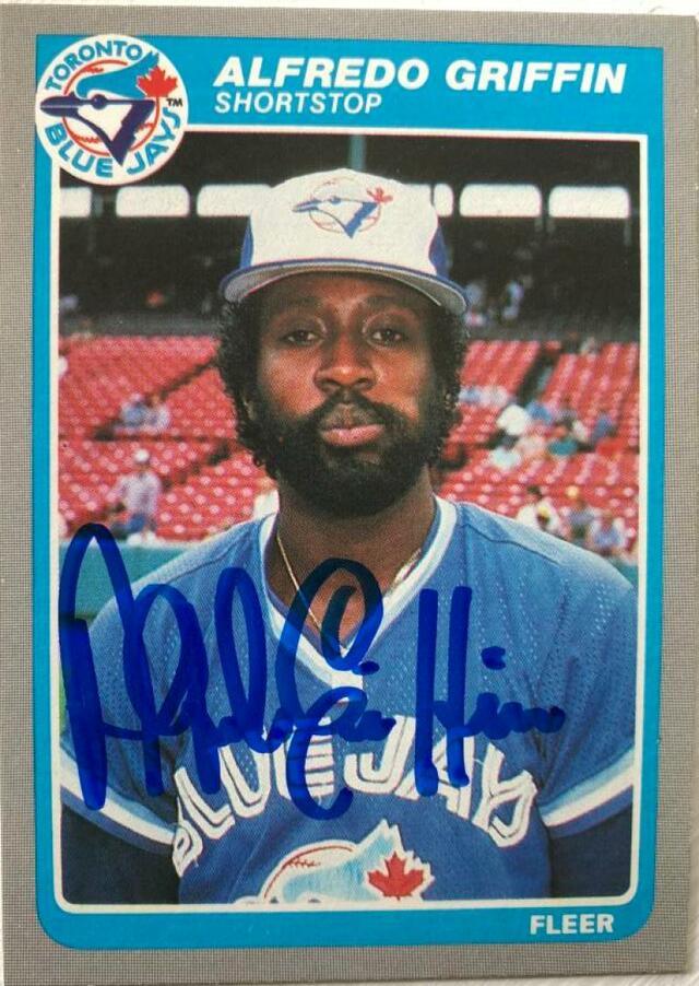 Alfredo Griffin Signed 1985 Fleer Baseball Card - Toronto Blue Jays - PastPros