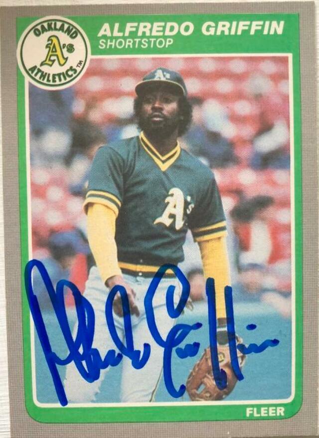 Alfredo Griffin Signed 1985 Fleer Update Baseball Card - Oakland A's - PastPros