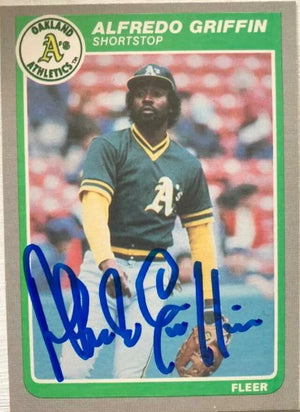 Alfredo Griffin Signed 1985 Fleer Update Baseball Card - Oakland A's - PastPros
