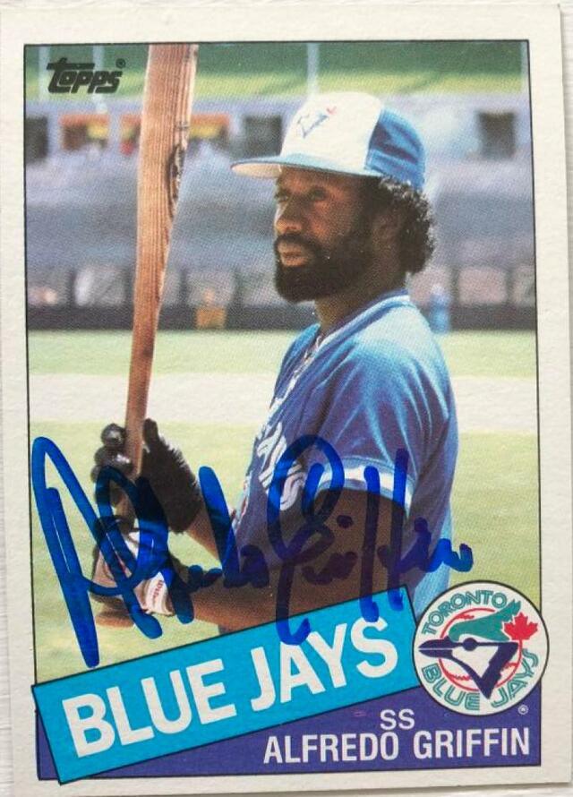 Alfredo Griffin Signed 1985 Topps Baseball Card - Toronto Blue Jays - PastPros