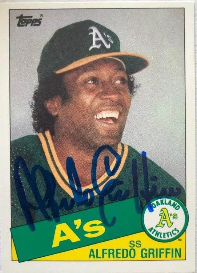 Alfredo Griffin Signed 1985 Topps Traded Baseball Card - Oakland A's