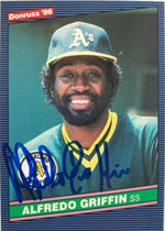 Alfredo Griffin Signed 1986 Donruss Baseball Card - Oakland A's - PastPros