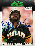 Alfredo Griffin Signed 1986 O-Pee-Chee Baseball Card - Oakland A's - PastPros