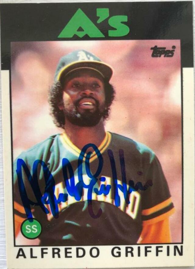 Alfredo Griffin Signed 1986 Topps Tiffany Baseball Card - Oakland A's - PastPros