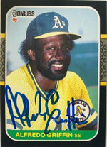Alfredo Griffin Signed 1987 Donruss Baseball Card - Oakland A's - PastPros