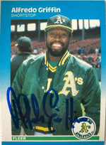 Alfredo Griffin Signed 1987 Fleer Baseball Card - Oakland A's - PastPros