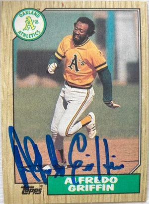 Alfredo Griffin Signed 1987 Topps Baseball Card - Oakland A's - PastPros