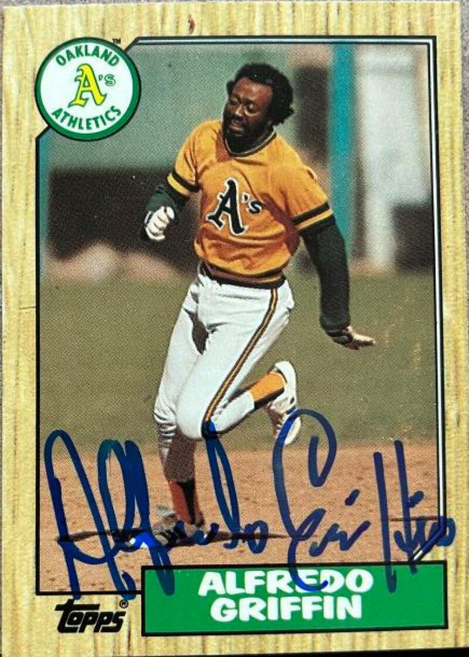 Alfredo Griffin Signed 1987 Topps Tiffany Baseball Card - Oakland A's - PastPros