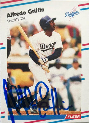 Alfredo Griffin Signed 1988 Fleer Update Baseball Card - Los Angeles Dodgers - PastPros