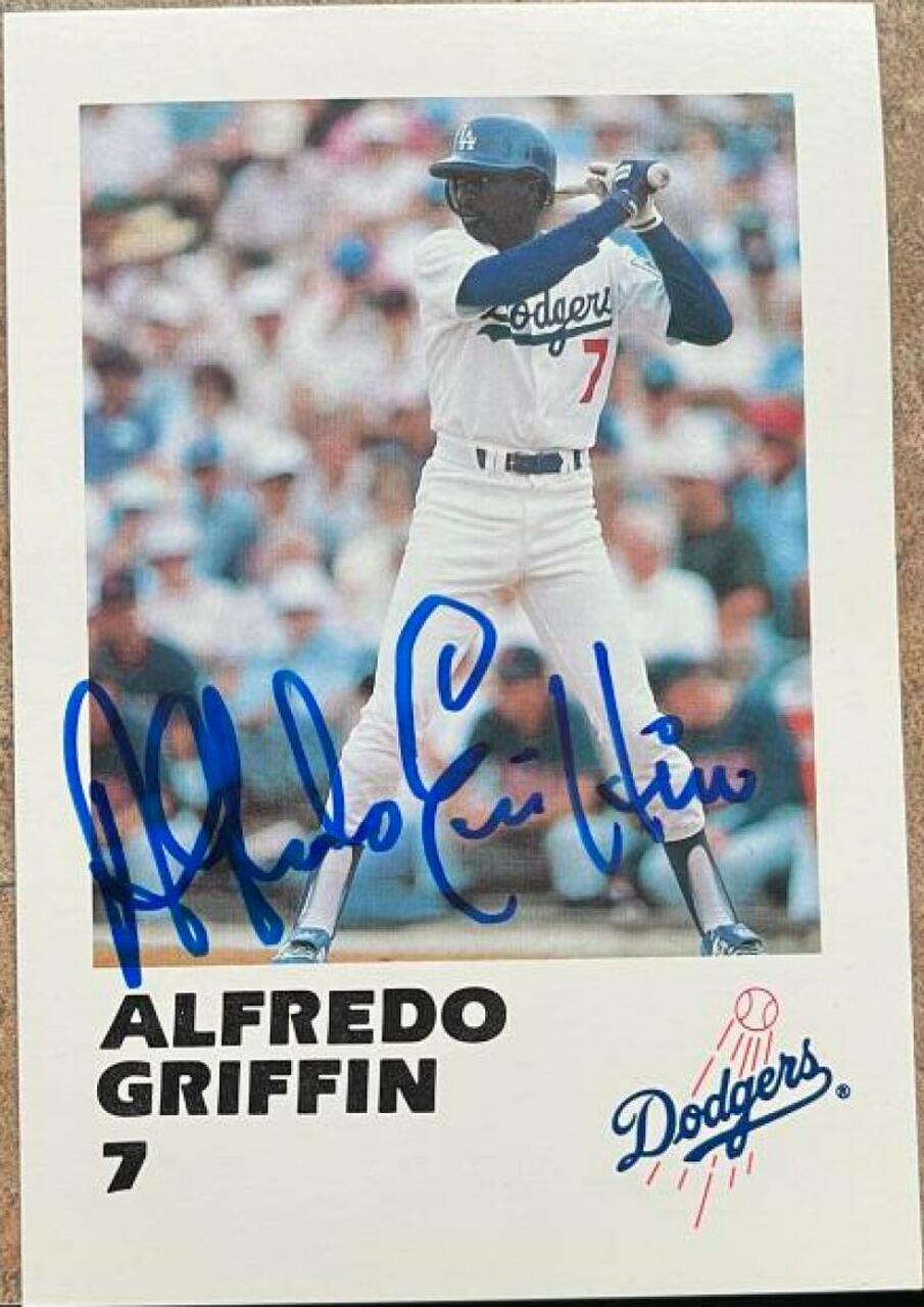 Alfredo Griffin Signed 1988 Los Angeles Police Baseball Card - Los Angeles Dodgers - PastPros