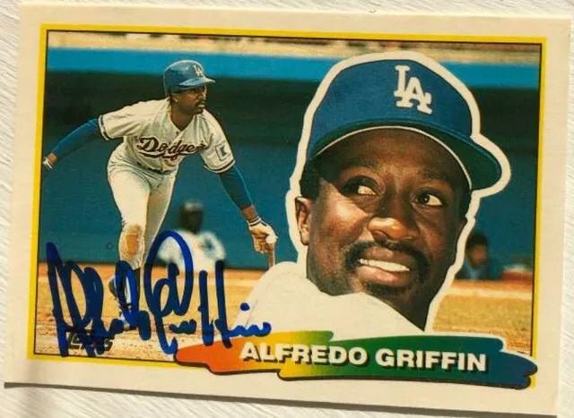 Alfredo Griffin Signed 1988 Topps Big Baseball Card - Los Angeles Dodgers