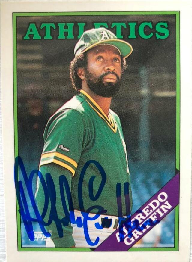 Alfredo Griffin Signed 1988 Topps Tiffany Baseball Card - Oakland A's - PastPros
