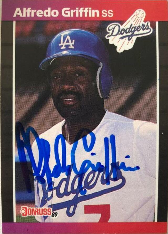 Alfredo Griffin Signed 1989 Donruss Baseball Card - Los Angeles Dodgers - PastPros