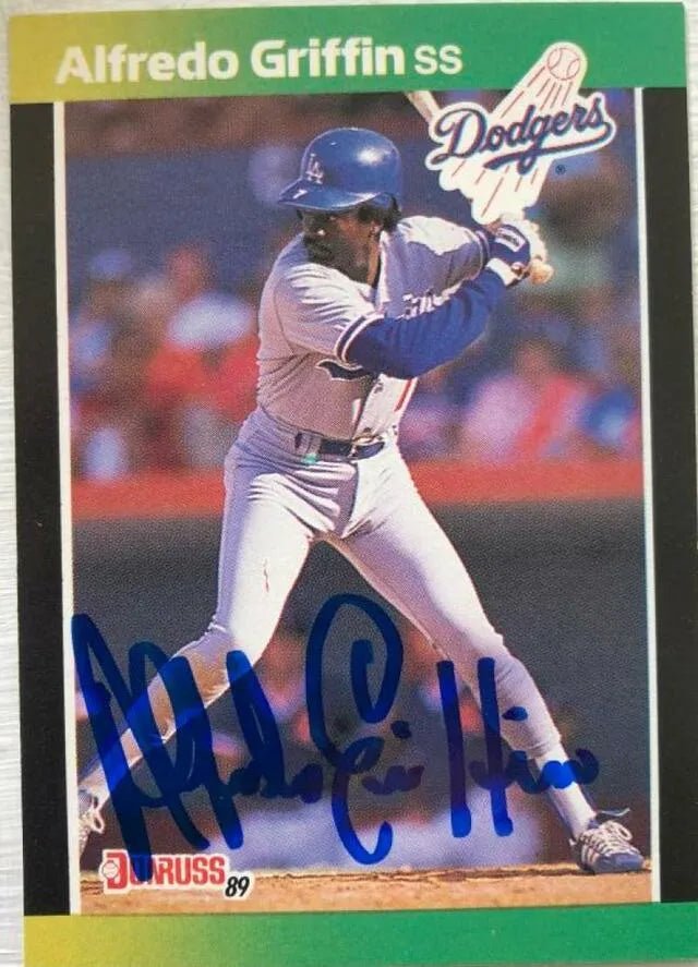 Alfredo Griffin Signed 1989 Donruss Baseball's Best Baseball Card - Los Angeles Dodgers