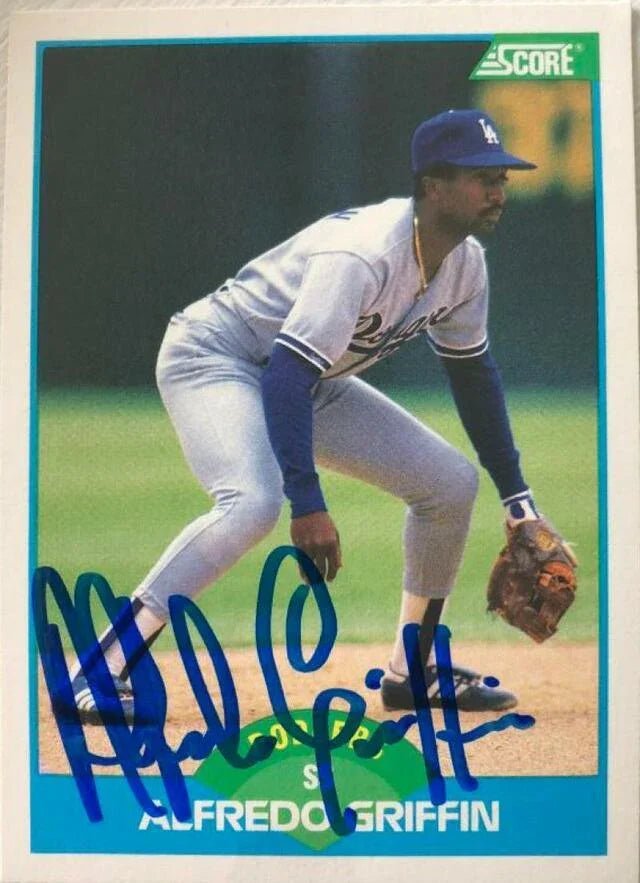 Alfredo Griffin Signed 1989 Score Baseball Card - Los Angeles Dodgers